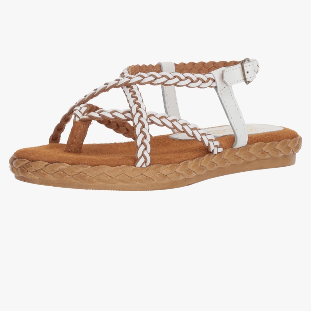 Sbicca White and Tan Braided Sandals